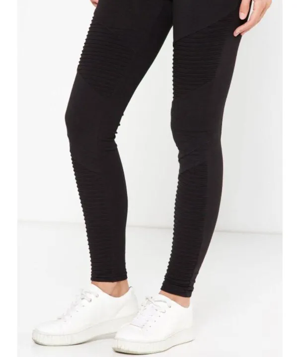 Cotton On Tranquil Moto Leggings Black Suede Velour Stretchy Edgy Tights Skinny - Image 3