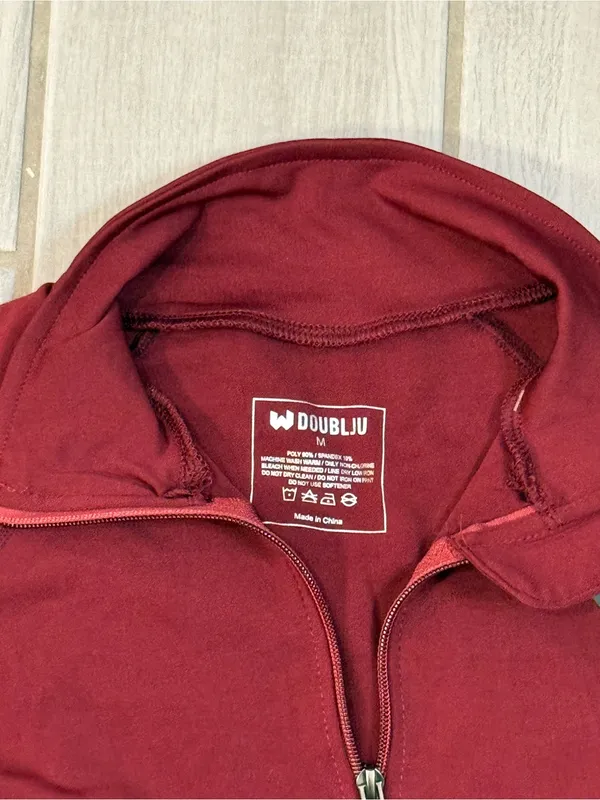 Doublju Burgundy Zip-Up Active Jacket with Slim Fit - Image 4