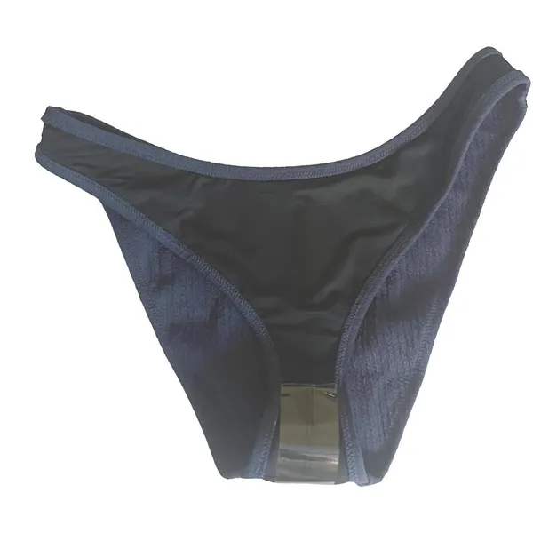 J Crew Steel Blue Textured Curved-Waist Cheeky‎ Bikini Bottom Size Large NWT - Image 3