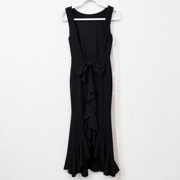 NEW Lulus Exquisite Refinement Black Backless Bow Ruffled Maxi Dress Small - Image 8