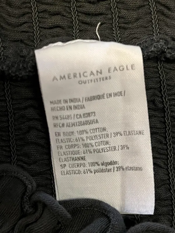 American Eagle Outfitters Tank Top Womens Medium Black Halter Smocked Cropped - Image 7