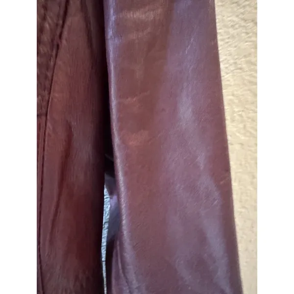 Vtg‎ Etienne Aigner Leather retro Jacket Sz 14 Burgundy Belted Button Front - Image 12