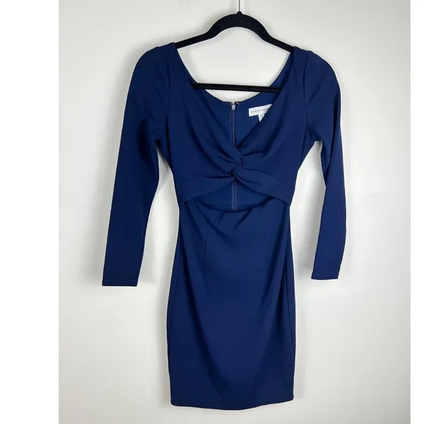 Dress The Population‎ Jade Navy Blue Cutout Twist Front Mini Dress XXS - Image 2