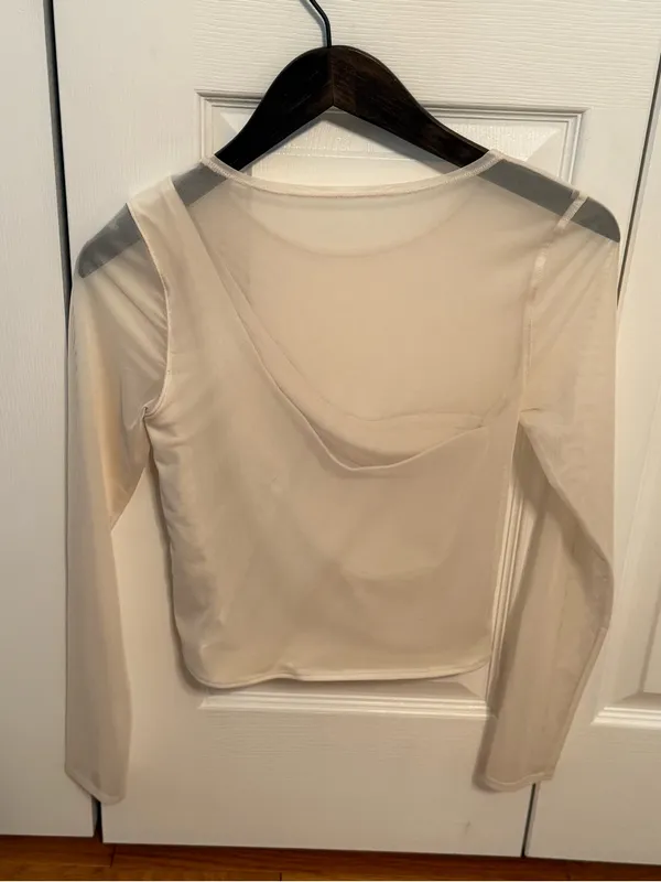 Abercrombie & Fitch Cream Mesh Layered Top - Image 3