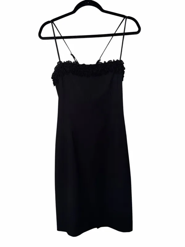 Nine West Black Spaghetti-Strap Midi Dress with Lace Trim - Image 2