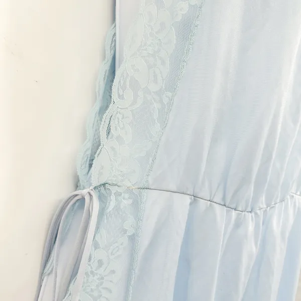 Pandora of California Womens‎ Vintage 70s Blue Lace Trim Coquette Nightgown XL - Image 4