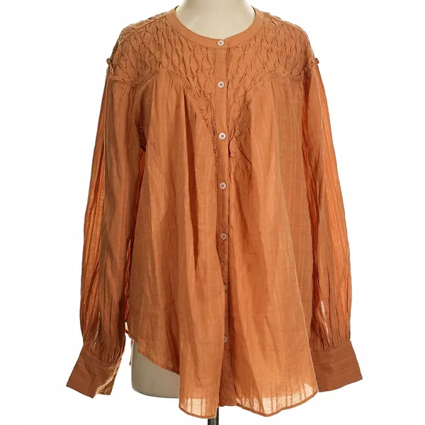 Free People $138 Marigold Button down Blouse Top Wood Chimes Fall Oversized M - Image 5