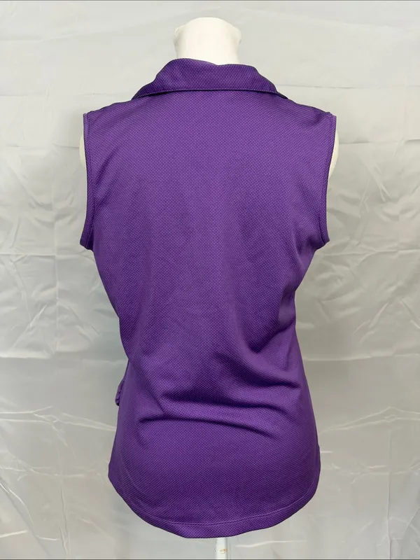 Lady Hagen Women's Golf Tank Top With Ruched Side Size Small Purple Polka Dot - Image 3