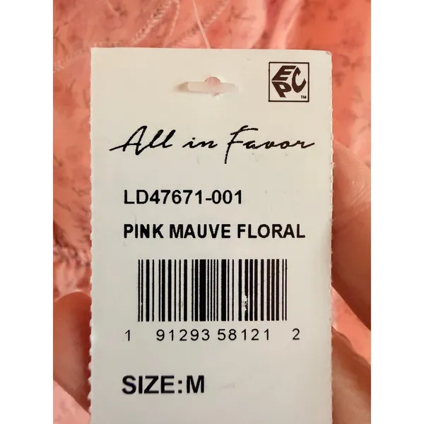 All in‎ Favor Mini Dress Women Medium Pink Pink Mauve Floral Sheer Puff Sleeve - Image 4