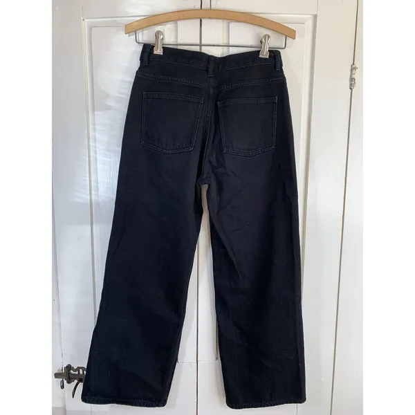 COS Black Jeans Women's 26 Wide Crop‎ 3/4 High Rise Straight Minimal Capsule - Image 3