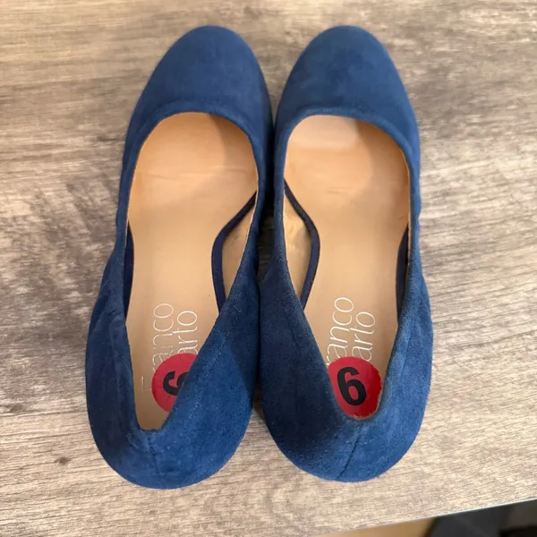 Franco Sarto Fausta Low Heels Pumps Women’s Size 6 Blue Suede Office Modest - Image 7