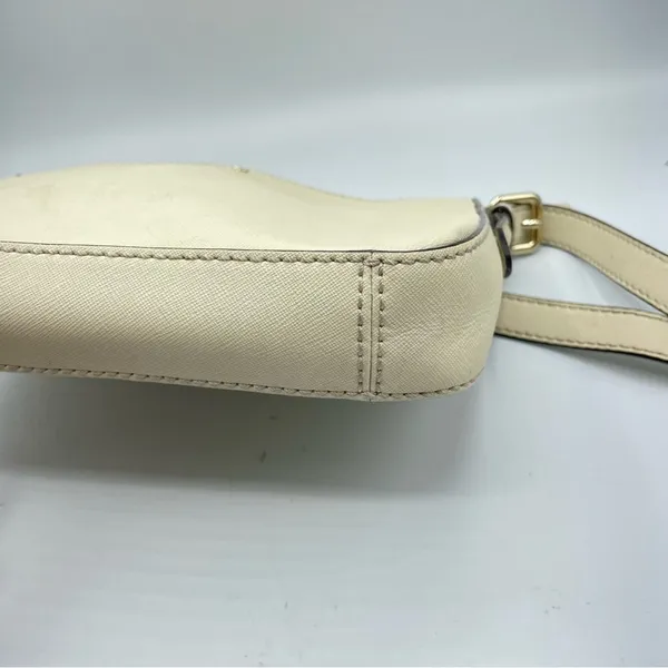 Kate Spade Cream Leather Square Crossbody Handbag Purse Medium Bag Classic - Image 10