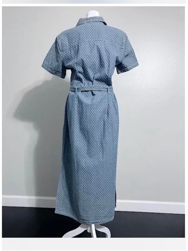 Jane Ashley Vintage Western Polka Dot Jean Maxi Dress - Image 4