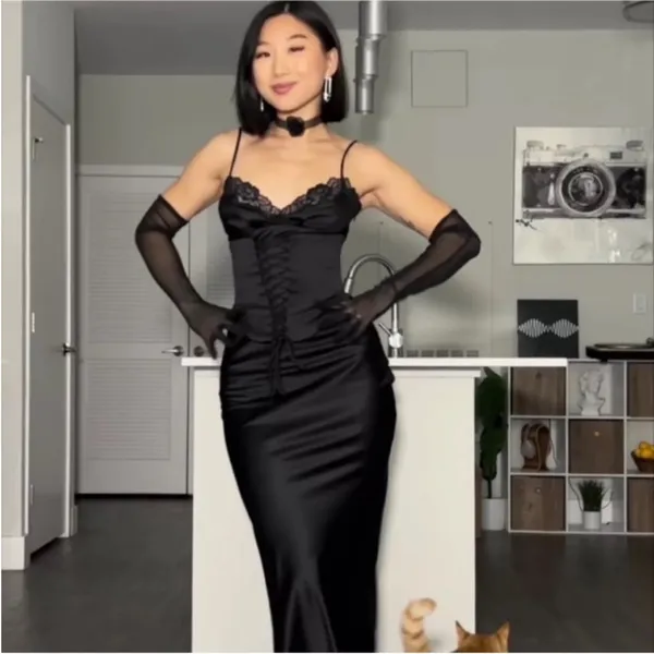 HOUSE OF CB 'Salma' Black Satin Slip Midi‎ Dress size XL - Image 12