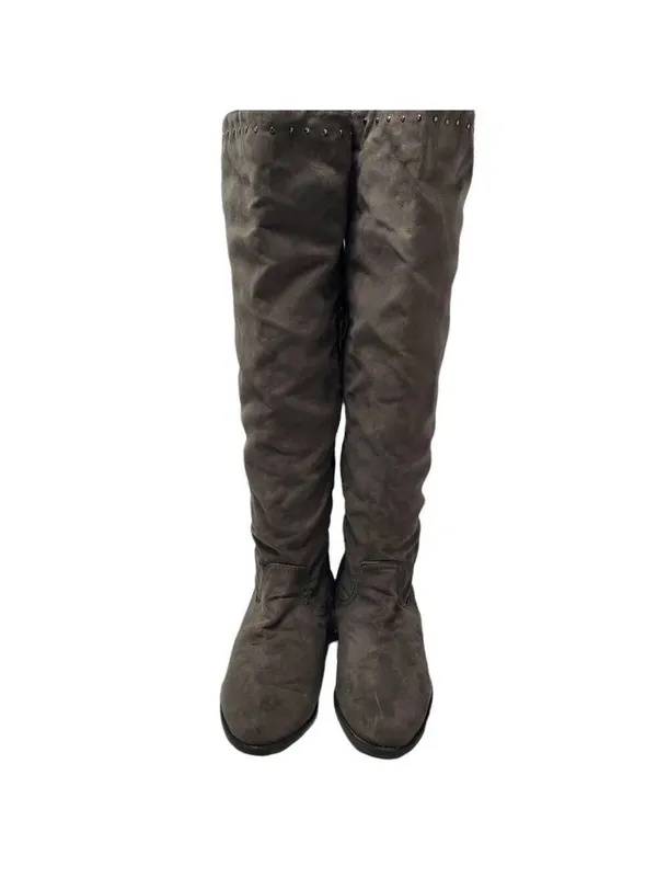 Lime Light Joaquin Faux Suede Studded Knee High Tall Gray Riding Boots Size 9 - Image 7