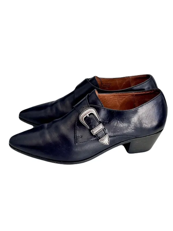 Frye Black Leather ‘Ellen Buckle Monk’ Short Western Ankle Boots, Size 8 - Image 4