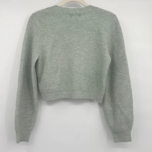 H&M Womens‎ Sage Icy Green Rhinestone Bow Cropped Coquette Cardigan Sweater XS - Image 7