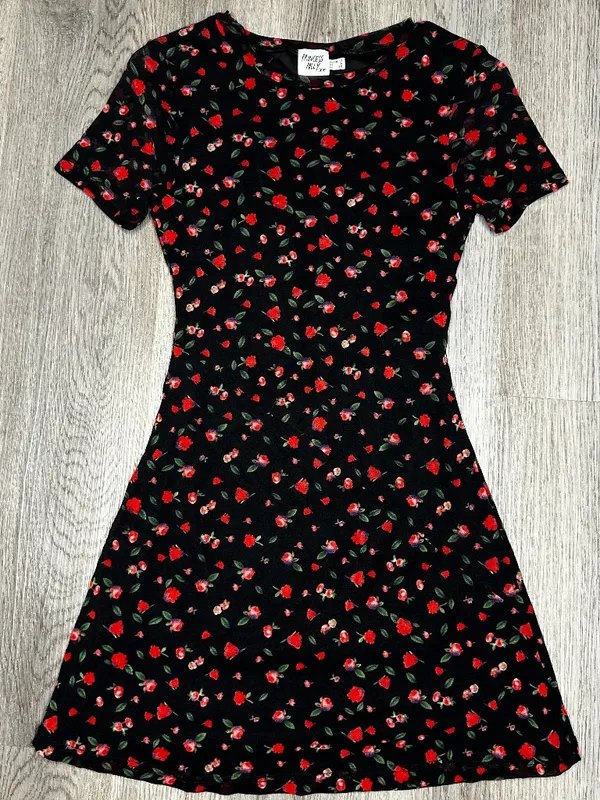 NWOT Princess Polly Black Dione Red Floral Mesh A-line Mini Slip Dress Size 6 - Image 3