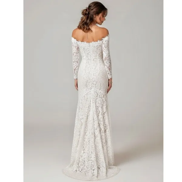 LULUS Romance Dreamer Lace Off-the-Shoulder Dress, White, Large - Image 4
