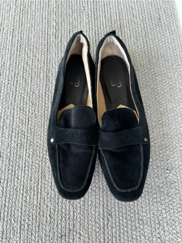 Franco Sarto Persia Black Suede Leather Flat Loafers Size 8.5 - Image 8