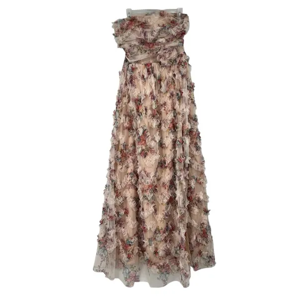 Floral Strapless Maxi Gown sheer lines lightweight - Image 2