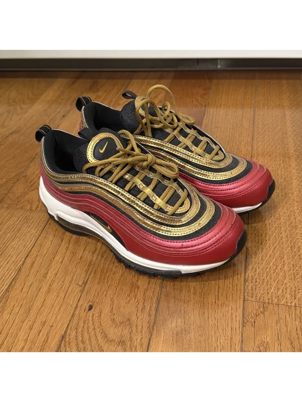 Size 8 US Women’s Nike Air Max 97 Red Black Gold White Sneakers Shoes CT1148-600 - Image 4