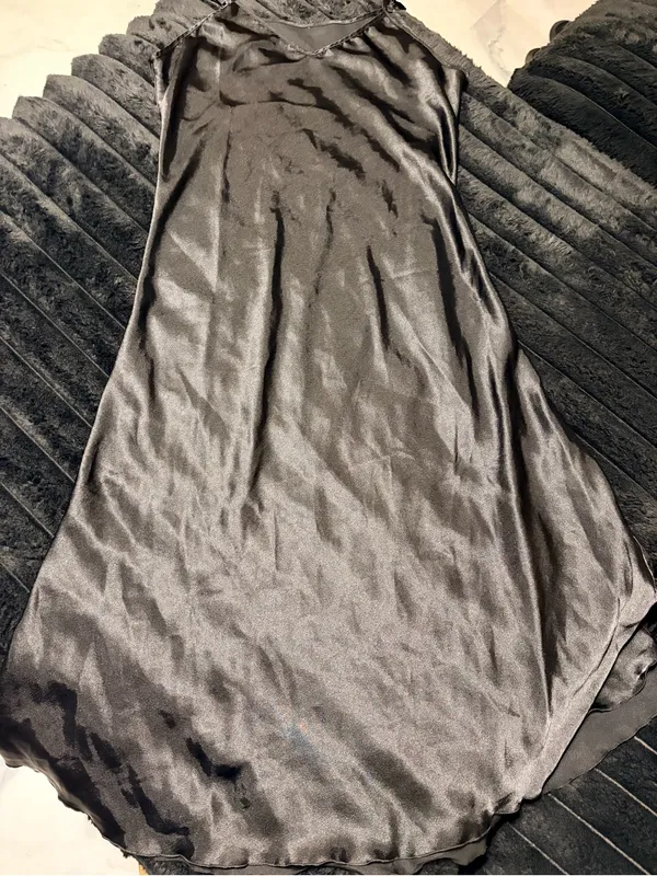 Classic Black Satin Slip Dress - Image 2