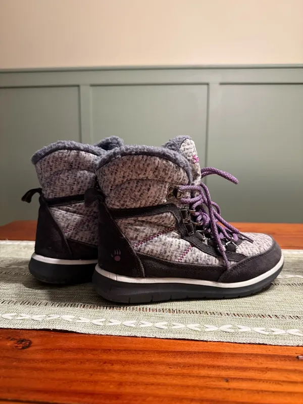 BearPaw Women's Charcoal Gray & Purple Winter Snow Rain Ruby Lace-up Boots Sz 5 - Image 3