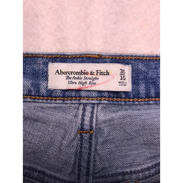 Abercrombie & Fitch Ankle Straight Jeans Womens‎ 30/10 Blue Patchwork - Image 2