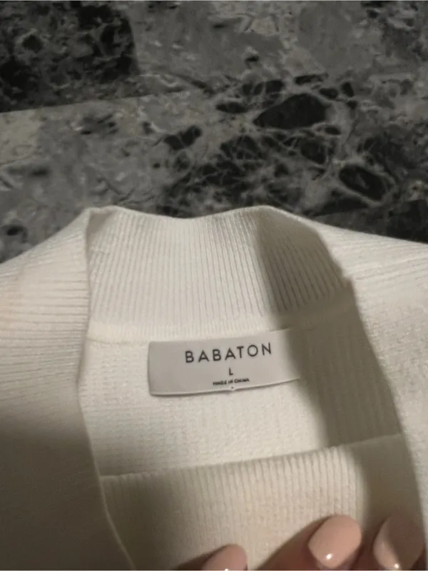 Aritzia Babaton Sculpt‎ Knit Mockneck Tank White Ribbed Size L - Image 8