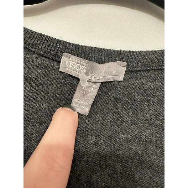 ASOS Womens Sweater Size 4 Small Charcoal‎ Gray Knit V-Neck Lightweight - Image 5