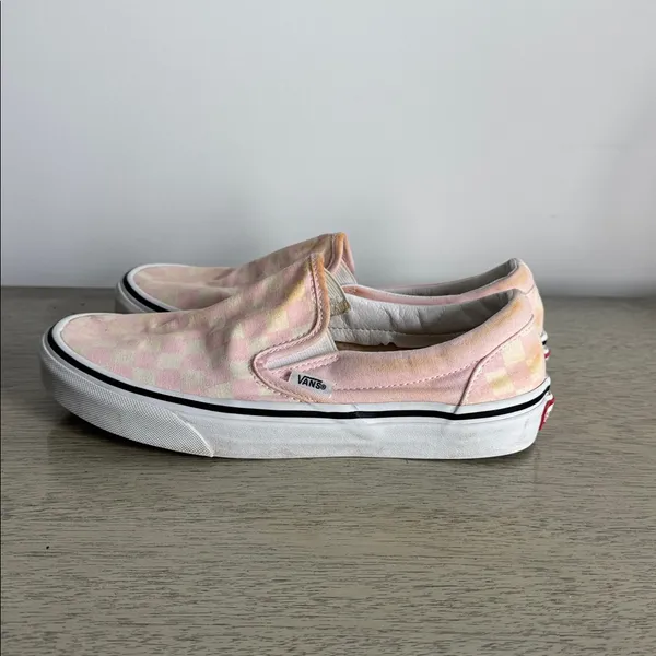 Vans Pink and Off White Checkered Slip-On Flats Size 7.5 - Image 6