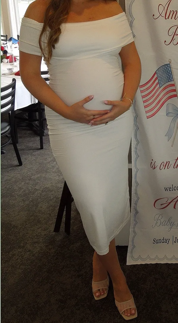 Bumpsuit The Bianca Maternity Dress White Size L - Image 4