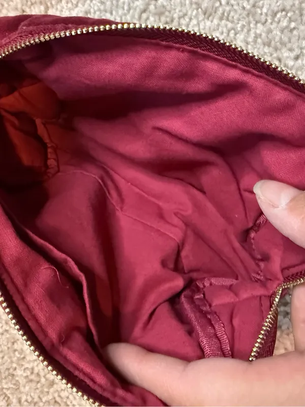 Sézane Burgundy Velvet Star Embroidered Pouch - Image 4