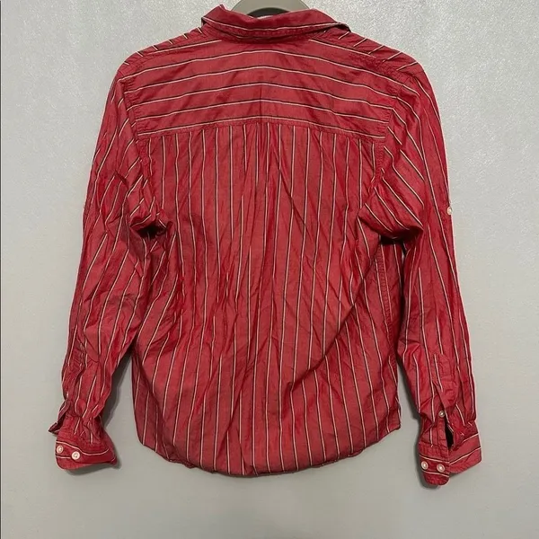Lauren Ralph Lauren Red Navy Striped Button Up Shirt Cotton Womens S - Image 5