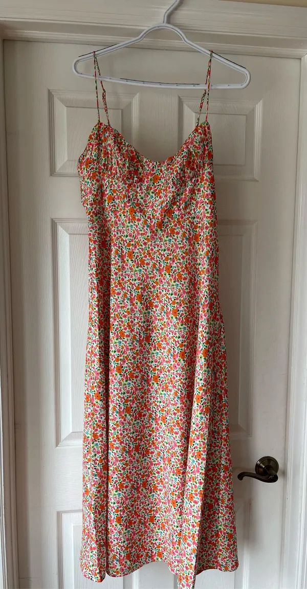 Princess Polly orange-green-white floral silk dress - Image 4