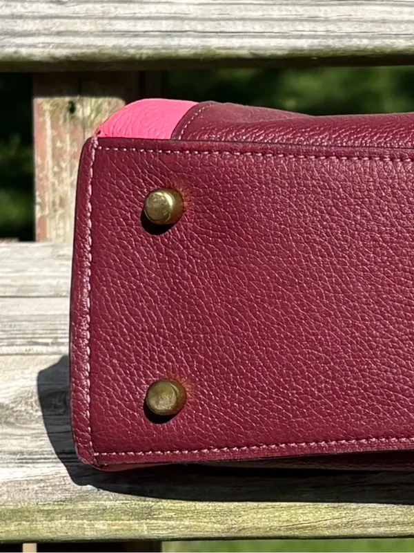 Coach 1016 Dalton 31 Wine Multi Colorblock Pebble Leather Shoulder Bag - Image 12