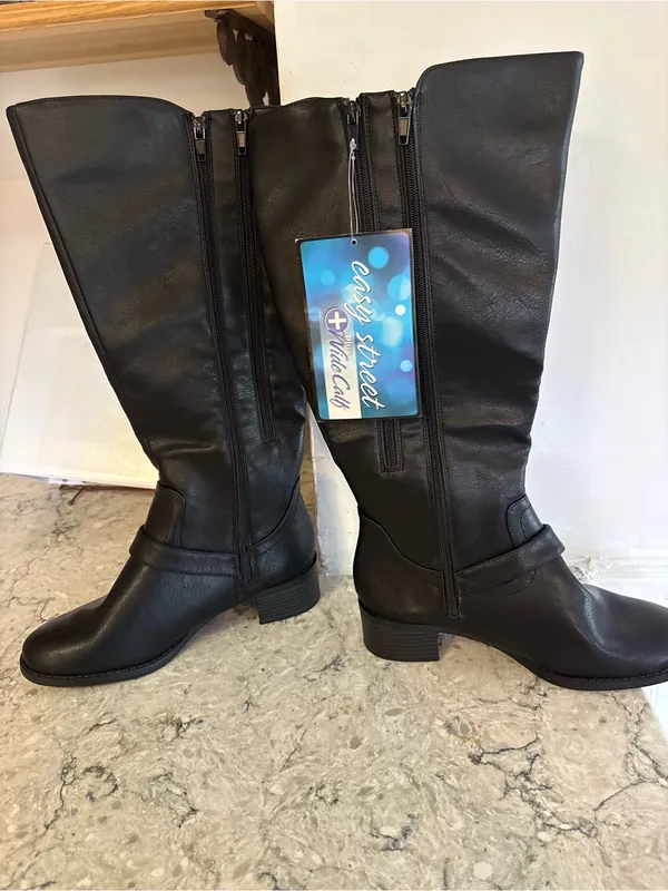Easy Street Jewel Plus Women's 7.5 Wide Calf Riding Boots - Black Knee-High NWT - Image 7