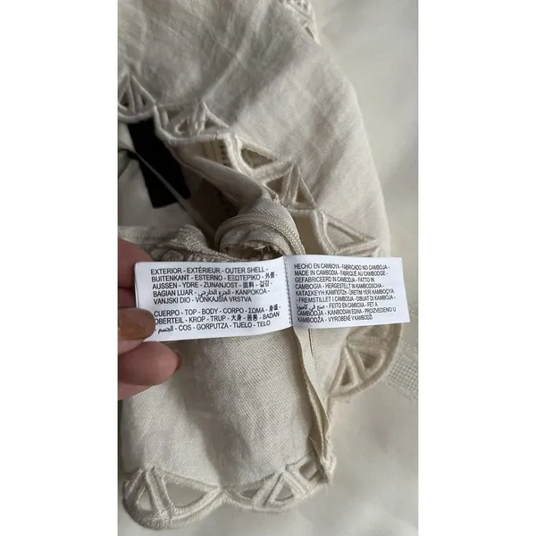Zara Embroidered Peplum Top Beige/ Cream Size S New with Tags Women’s - Image 16