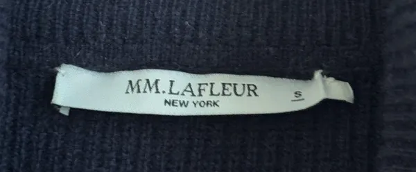 MM LaFleur Cashmere Arbus Sweater Size Small Navy Blue Turtleneck - Image 3