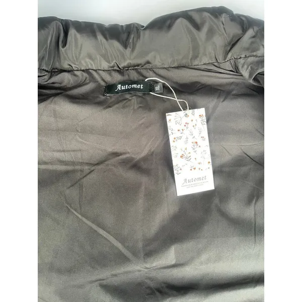 Automet Women's Cropped Puffer Vest Size XL Black Full Zip Pockets - Image 10