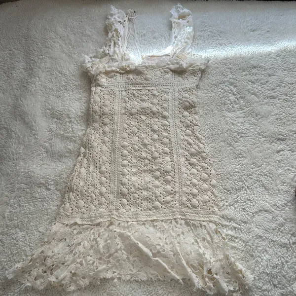Free People Womens Ivory Lace Dress 2 Festival Boho Indie Summer Wedding Cottage - Image 2