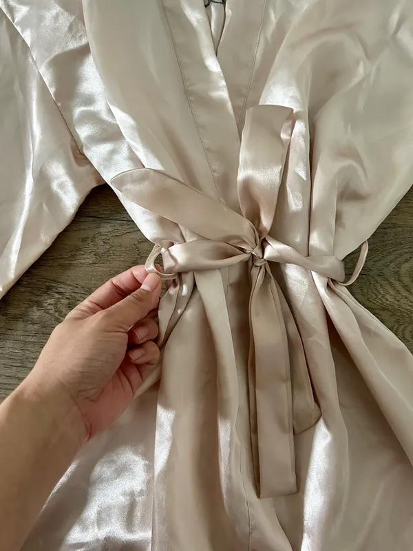 David's Bridal “Bridemaid” Champagne silky rob size L - Image 5