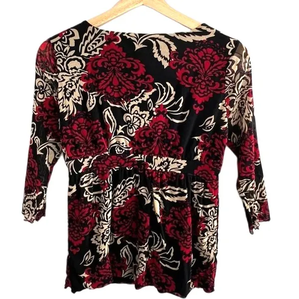 Y2K Whimsigoth Babydoll Top Size S Fairy Grunge Empire Waist Floral Beaded - Image 4