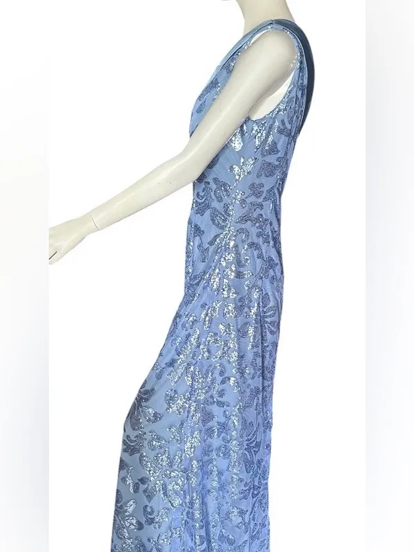 HY One Shoulder Sequin Formal Gown Blue Size 12 NWOT - Image 2