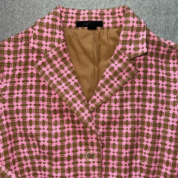 Express Women's‎ 3 Button Pink Brown Tweed Blazer Jacket Size 8 - Image 3