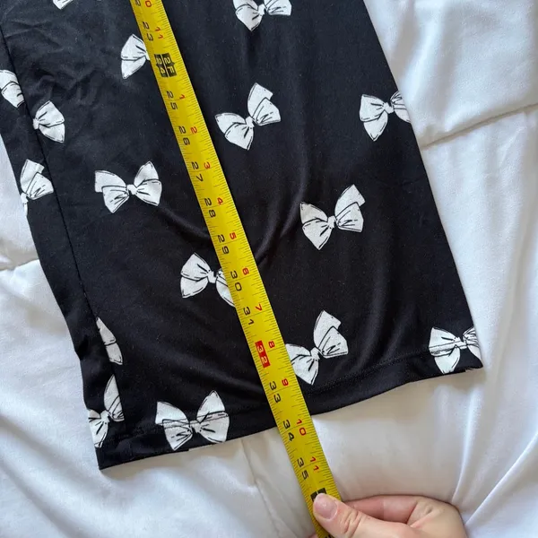 Kate Spade New York Pajama Set Black White Bow Print Button Up Shirt Pants Small - Image 7