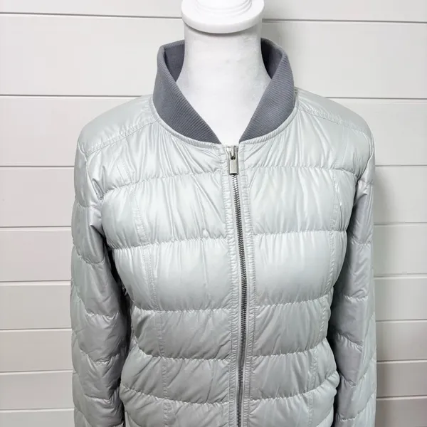 Athleta‎ Womens Jacket Goose Down Dooby Bomber Jacket Coat Gray Size S - Image 3