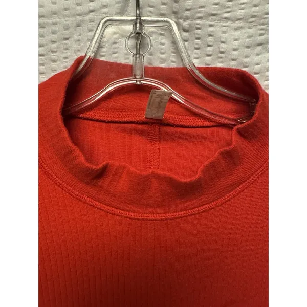 Intimately Free People Womens Red Ribbed Long Sleeve Mock Turtle Neck XL Stretch - Image 4