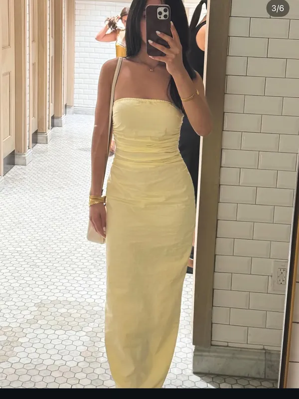 Strapless Yellow Maxi Dress - Elegant Summer Styling - Image 2